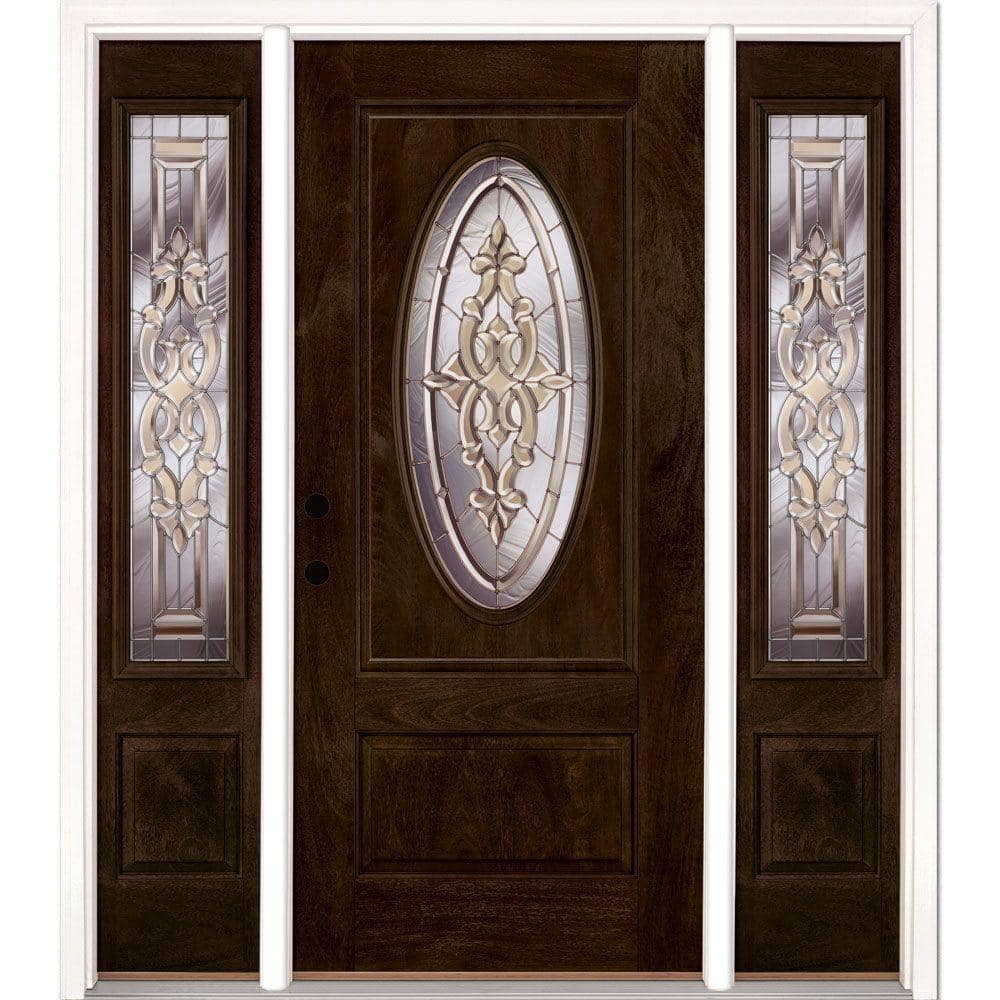 67.5 in.x81.625in.Silverdale Zinc 3/4 Oval Lt Stained Chestnut Mahogany Rt-