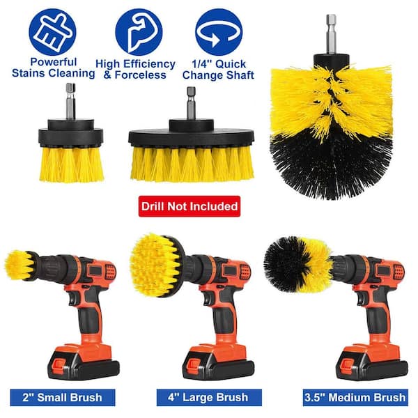 Kit Spazzole Per Trapano Power Scrubber - Pulizia Auto Con Asta Di Estensione