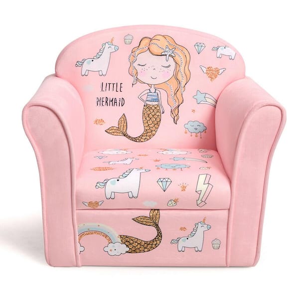 Blue Kids Mermaid Sofa Children Armrest Couch Upholstered Chair