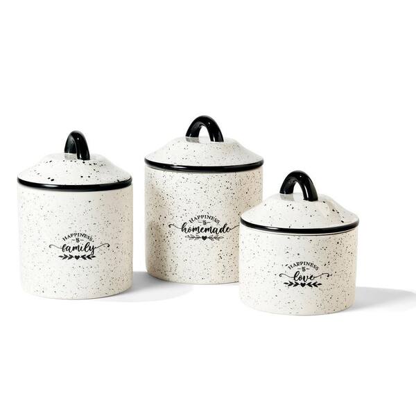 Black and White Canister Set Kitchen Cookie Jar, Decorative Ceramic  Handmade Polka Dot Pottery Tea Coffee Sugar Canister Set 