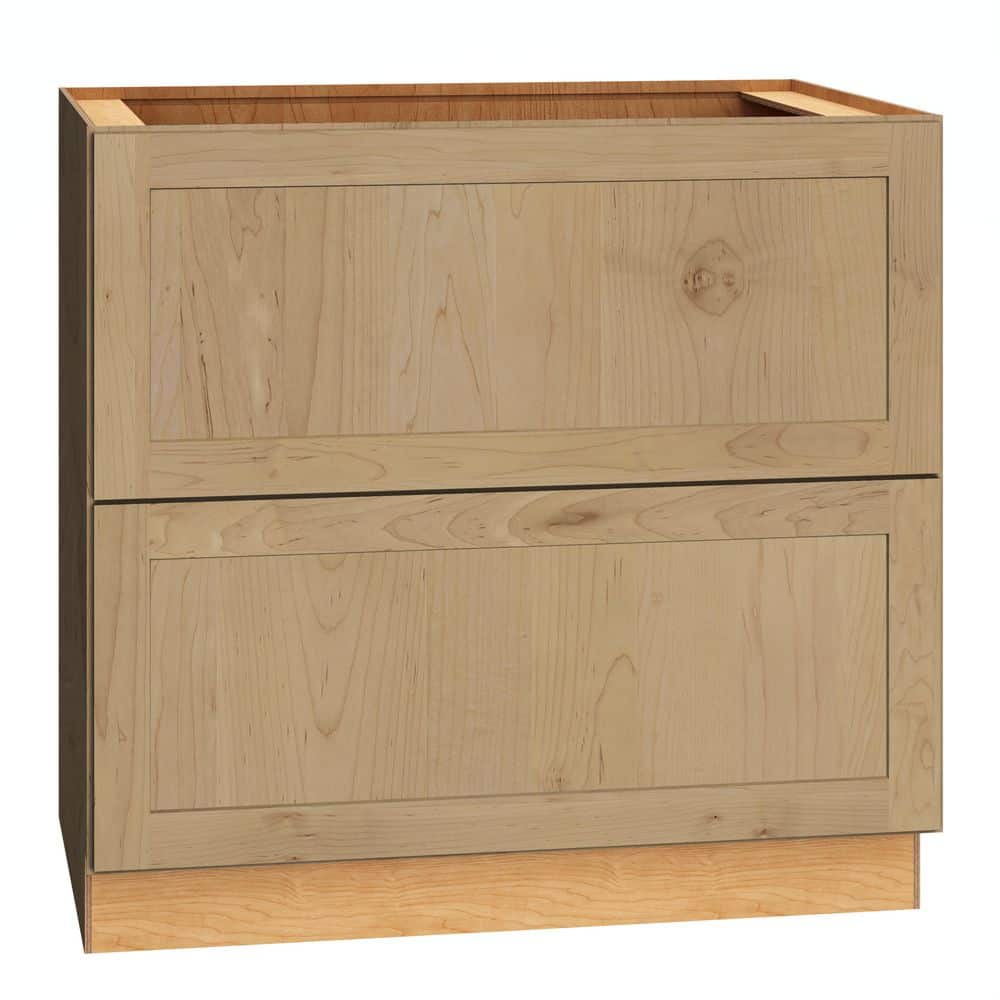 QuickShip Cottage 36 in. W x 24 in. D x 34.5 in. H Assembled Plywood Shaker 2-Drawer Base Kitchen Cabinet in Canopy