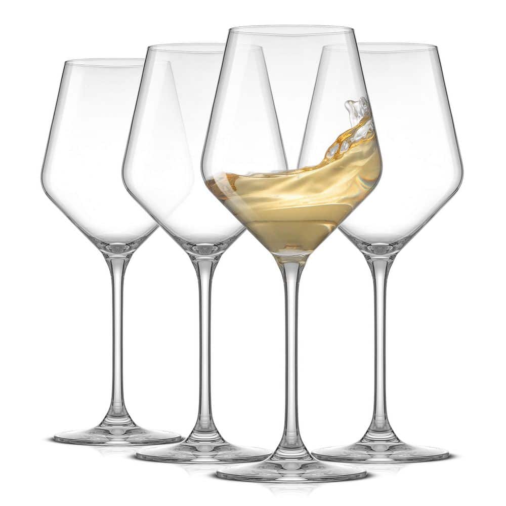 JoyJolt Layla Clear Crystal White Wine Glasses Set of 4