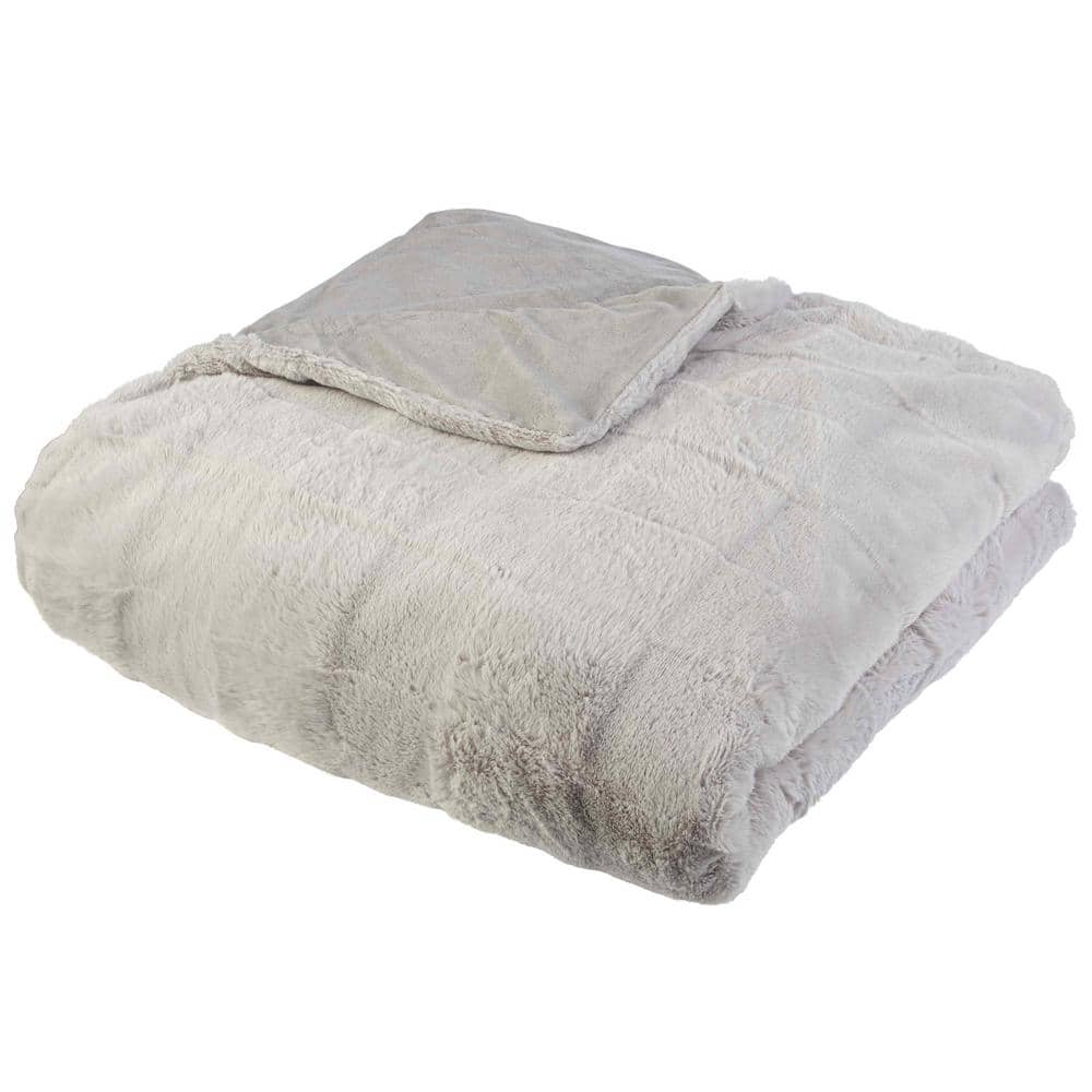 Lavish Home Gray 60x80-In. Faux Fur Throw Blanket