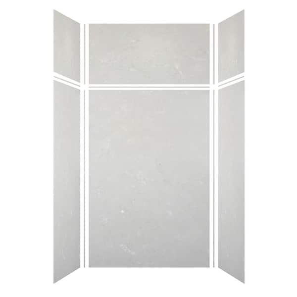 Transolid Saramar 48 in. W x 96 in. H x 36 in. D 6-Piece Glue to Wall Alcove Shower Wall Kit with Extension in Lunar Velvet