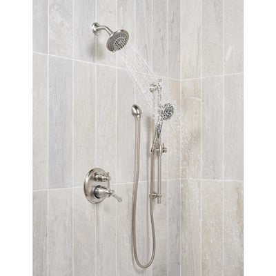 5-Spray Patterns 4.3 in. Wall Mount Fixed Shower Head in Stainless