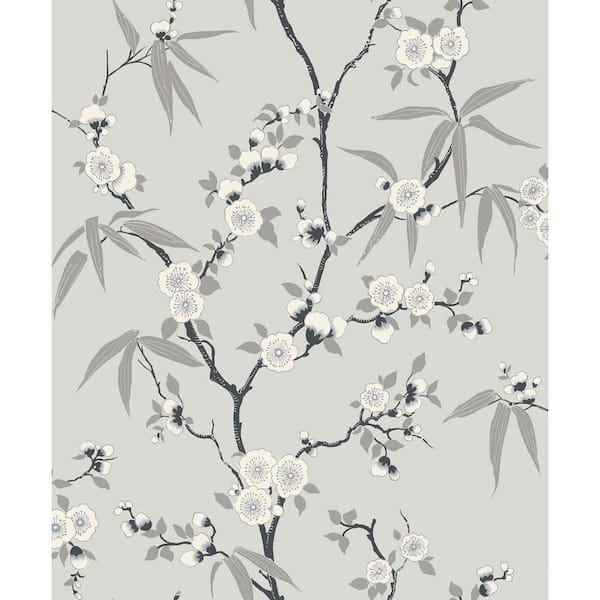 Seabrook Designs 57.5 sq. ft. Stormy Floral Blossom Trail Nonwoven Paper Unpasted Wallpaper Roll