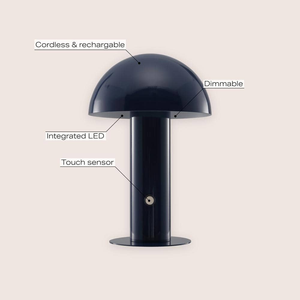 Boletus Bohemian 10.75'' Satin Navy Cordless Metal Mushroom Lamp