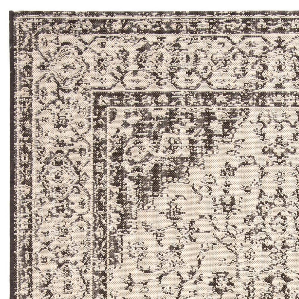 Cream and Brown Oriental Rectangular Outdoor Rug, 5'3" x 7'6"