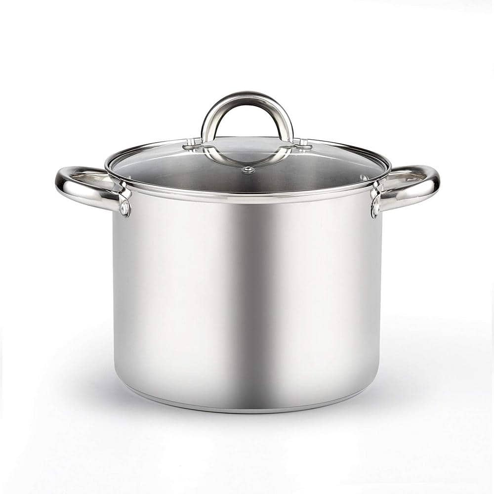4 Pcs Stainless Steel Pasta Cooker Set 8 qt Stock Pot with Steamer Inserts 