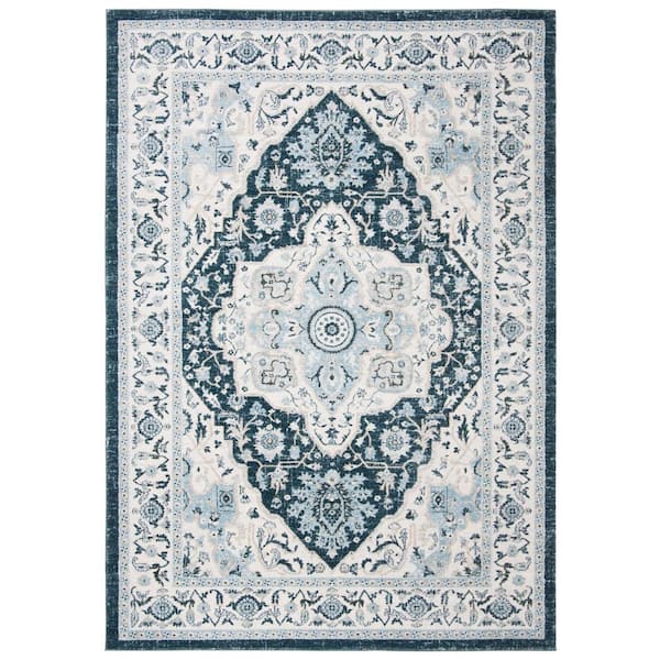 SAFAVIEH Isabella Navy/Cream 4 ft. x 6 ft. Geometric Area Rug