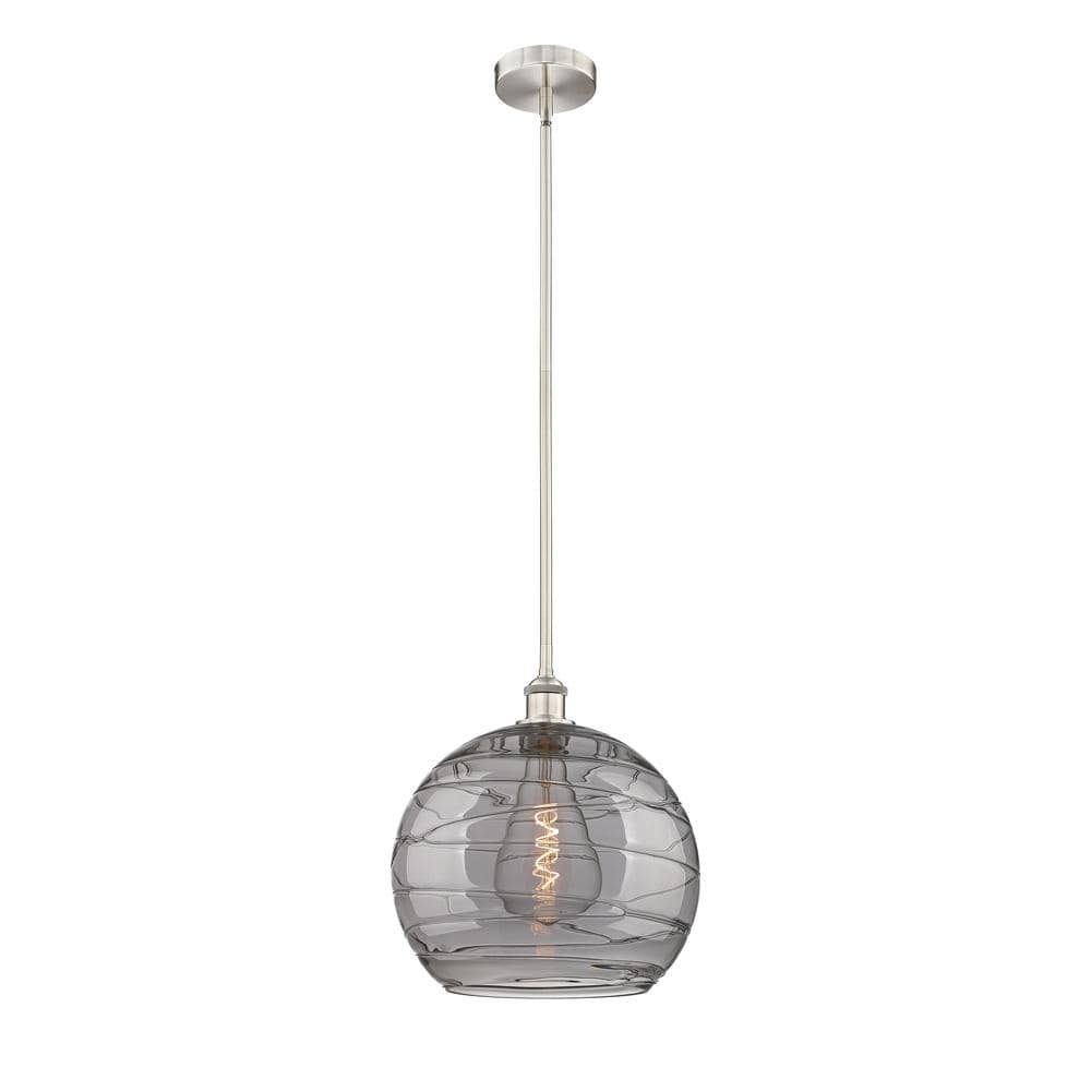 Athens Deco Swirl 100-Watt 1-Light Brushed Satin Nickel Shaded Mini Pendant Light with Tinted Glass Shade price history on PriceWatchPro