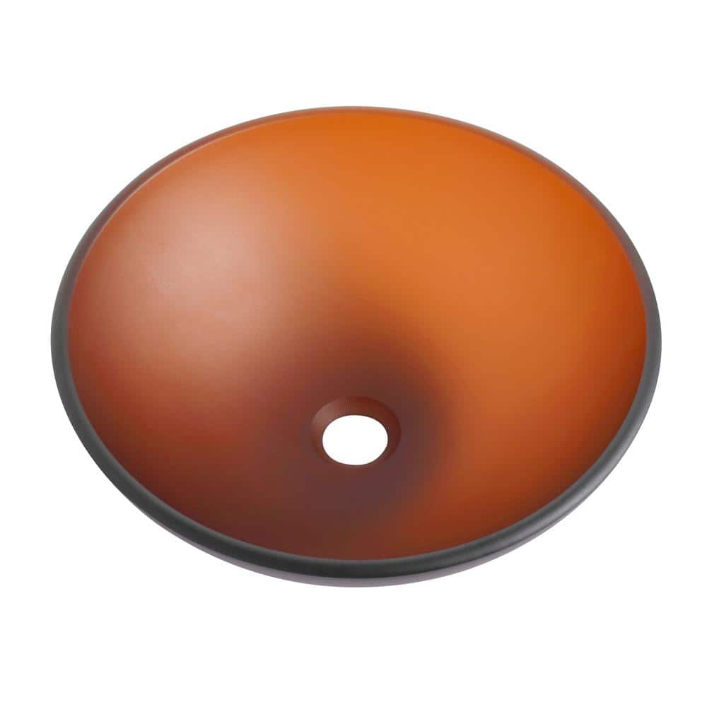 Brown Tempered Glass Round Bathroom Vessel Sink