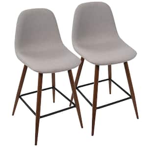 Pebble 24 in. Walnut and Light Grey Counter Stool (Set of 2)