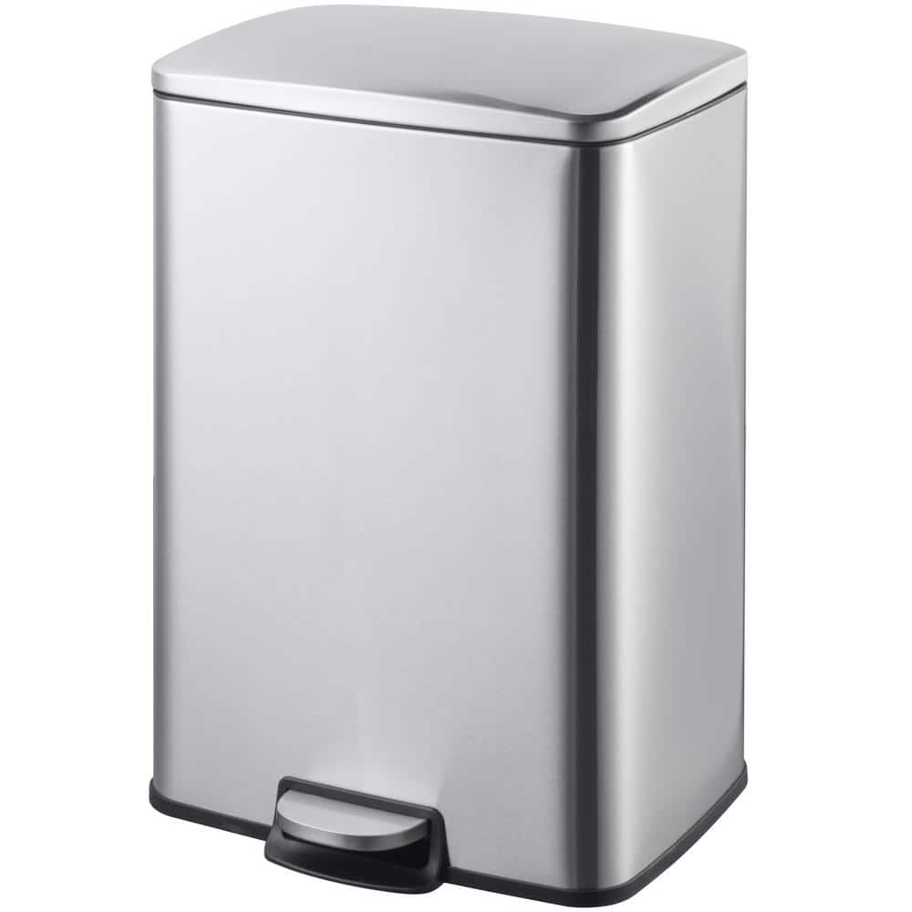 13 Gallon/50 L Garbage Can Kitchen Trash Can with Lid for Office Bedroom  Bathroom Step Trash Bin Fingerprint-Proof Brushed Stainless Steel 13 Gallon  /