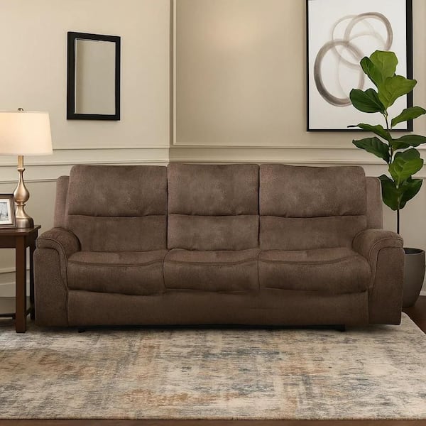 Heny 88 in. Flared Arm Fabric Rectangle Sectional Sofa in Dark Brown