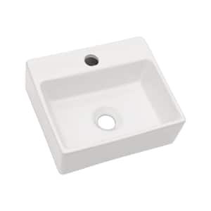 13.6 in. L x 11.6 in. W x 4.8 in. H Compact Wall-Mounted Bathroom Ceramic Sink in White