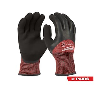 Large Red Latex Level 3 Cut Resistant Insulated Winter Dipped Work Gloves (2-Pack)