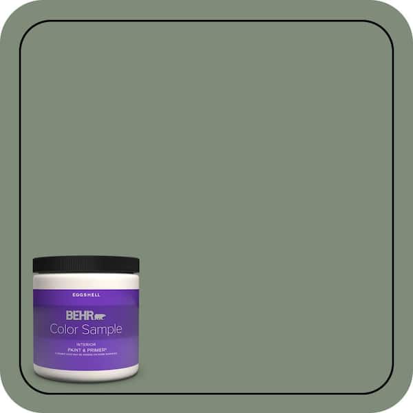 BEHR PREMIUM PLUS 8 oz. #450F-5 Amazon Moss Eggshell Enamel Interior Paint & Primer Color Sample