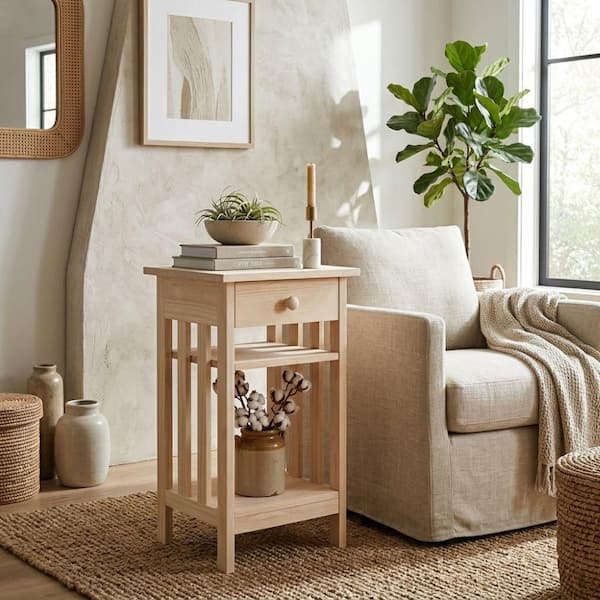 Unfinished Storage End Table