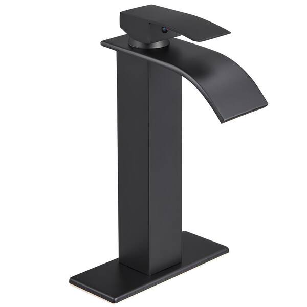 Heemli Arc Waterfall Single Handle Single Hole Bathroom Faucet in Matte ...