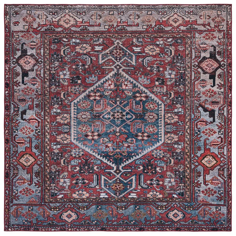 Tucson 6' x 6' Square Blue Synthetic Washable Area Rug