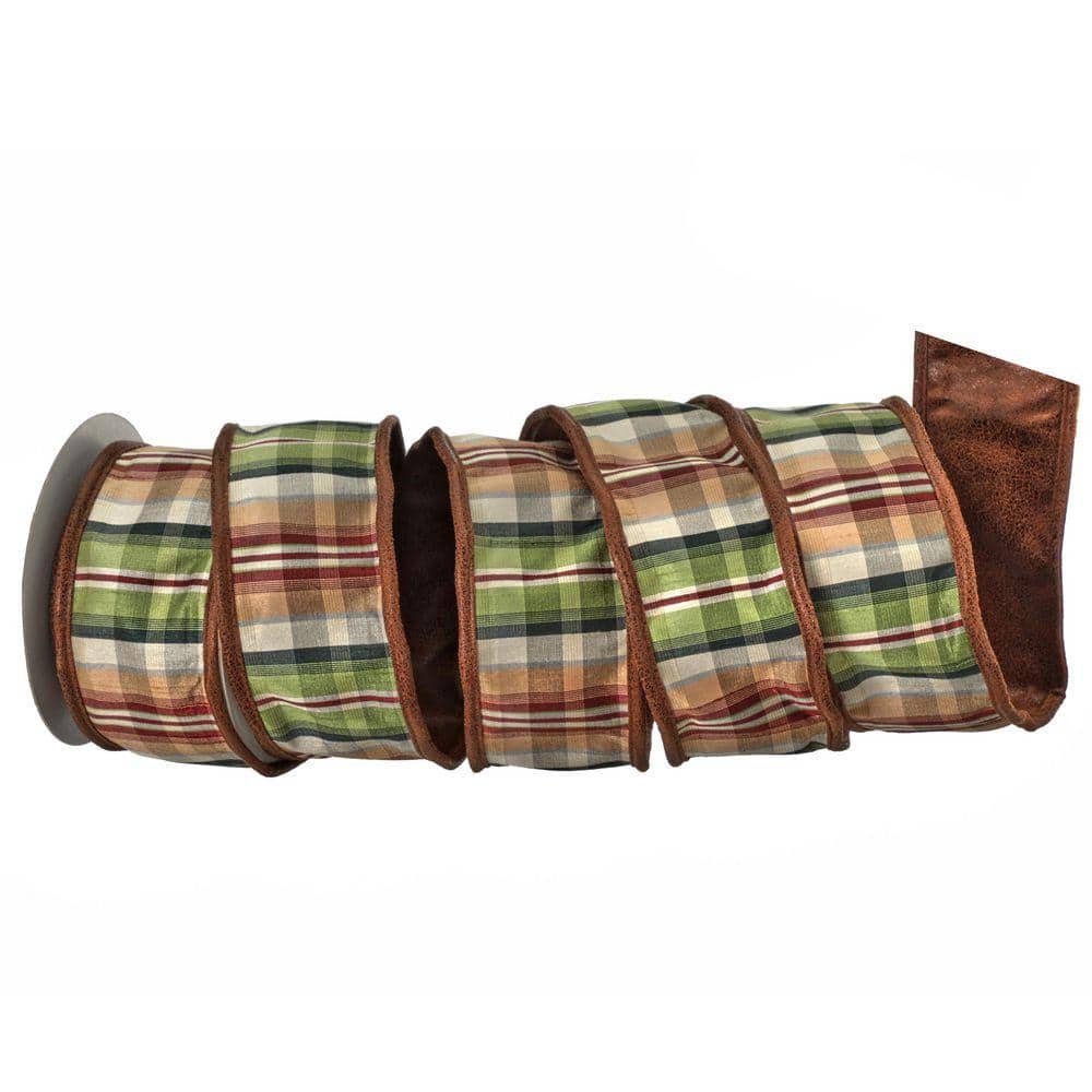 Regency International 2.5 in. x 5Y Brown Faux Leather Backed Plaid ...
