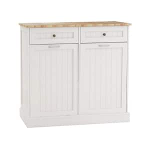 39.37 in W x 13.78 D x 35.43 in H Ready to Assemble Cabinets Floor Trash Cabinet Kitchen Cabinet in White