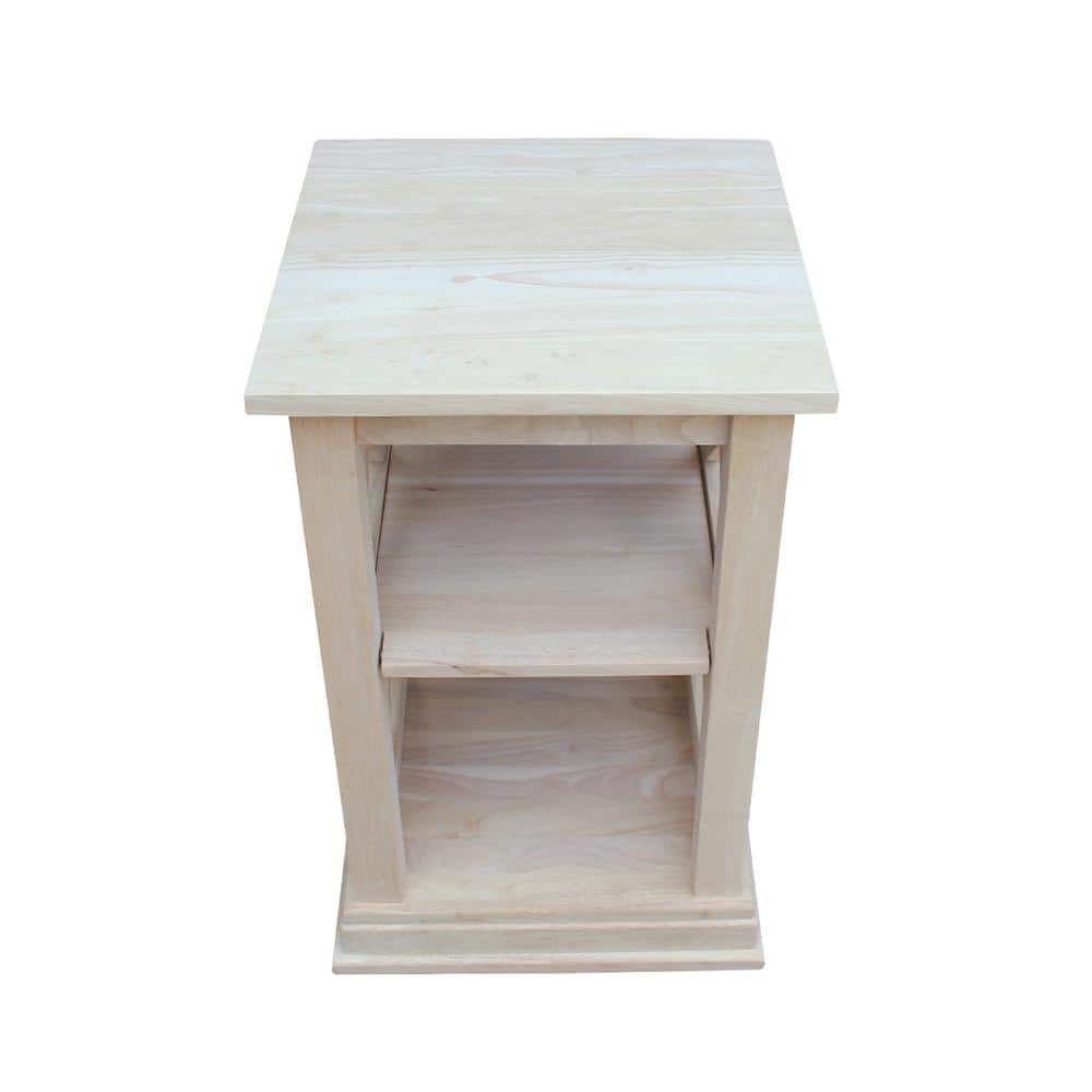 White Rubberwood Classic Accent Table with Shelves