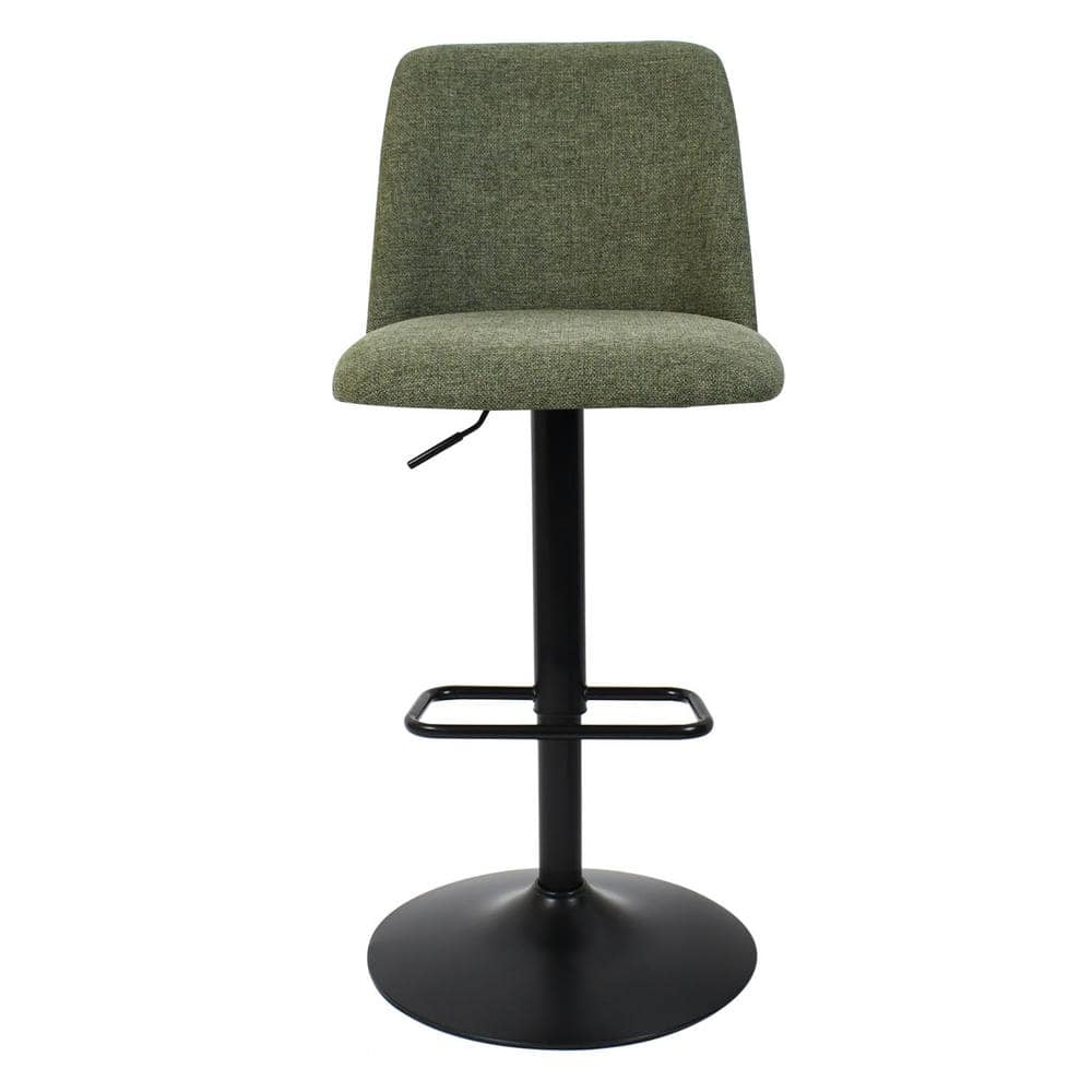 Green Upholstered Adjustable Swivel Bar Stools with Metal Base