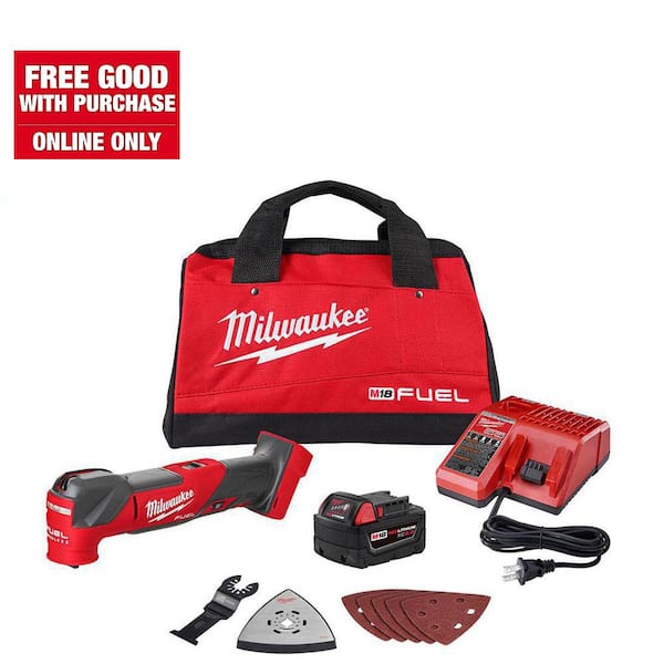 Milwaukee M18 FUEL 18V Lithium-Ion Cordless Brushless Oscillating Multi-Tool Kit with one 5.0 Ah Battery, Charger and Tool Bag