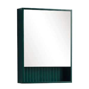 Venezian 22 in. W x 29.5 in. H Small Rectangular Green Wooden Surface Mount Medicine Cabinet with Mirror