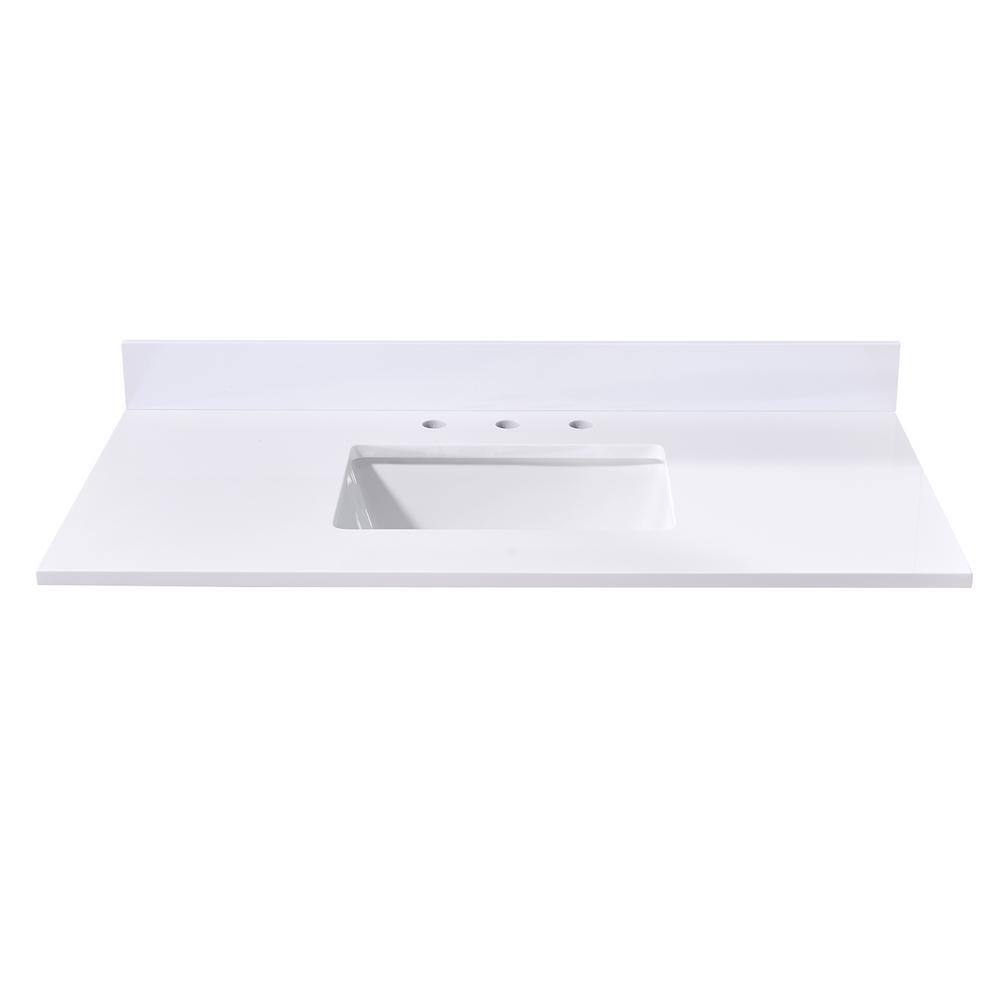 Snow White 43" Composite Stone Vanity Top with Rectangular Sink