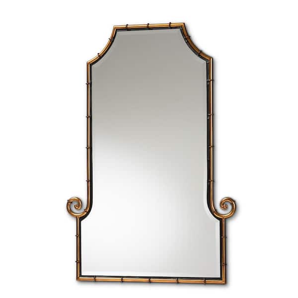 Baxton Studio Layan 42 in. x 29 in. Glamour Rectangle Framed Gold Accent Wall Mirror