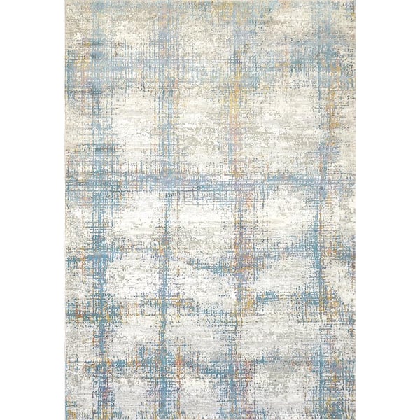 Dynamic Rugs Valley Grey/Blue 7 ft. 10 in. x 10 ft. 10 in. Traditional Viscose Area Rug