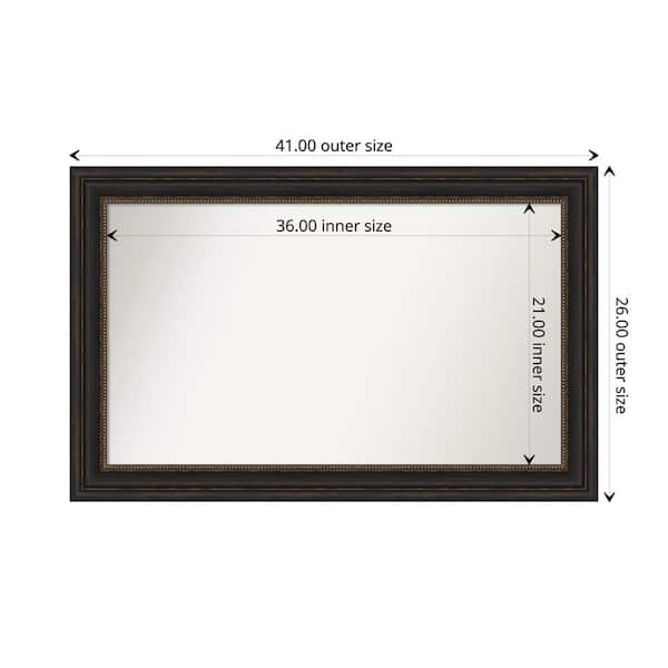 Amanti Art Accent Bronze 41 in. x 26 in. Custom Non-Beveled Polystyrene Antique Framed Bathroom Vanity Wall Mirror