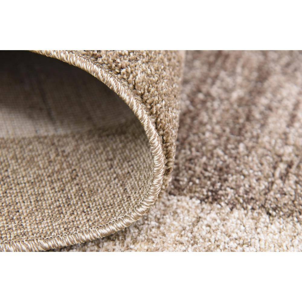 Angelica Light Brown and Ivory 7'x10' Easy-Care Area Rug