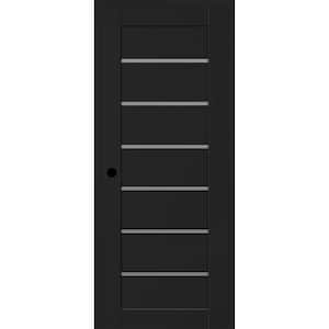 Alba DIY-Friendly 36 in. x 96 in. Right-Hand 6-Lite Frosted Glass Black Matte Composite Single Prehung Interior Door