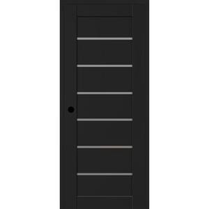 Alba DIY-Friendly 18 in. x 84 in. Right-Hand 6-Lite Frosted Glass Black Matte Composite Single Prehung Interior Door