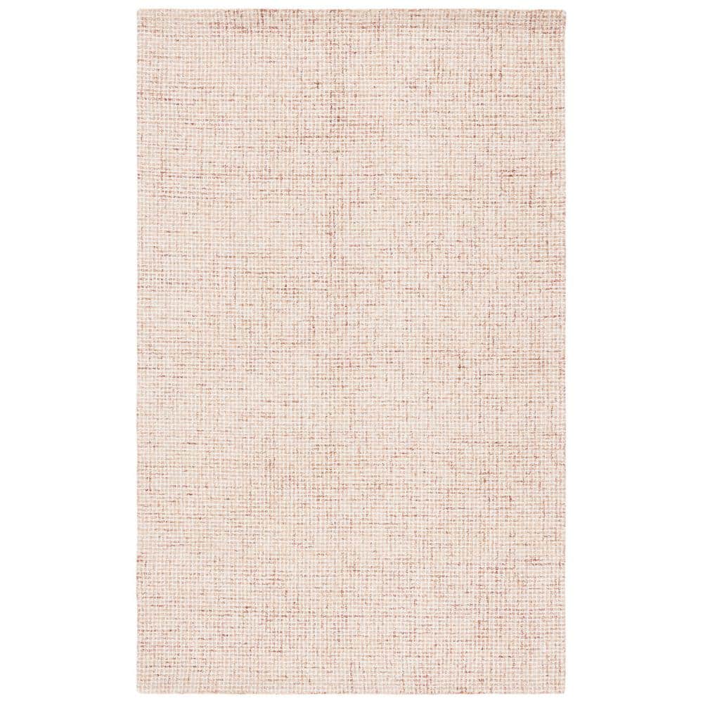 Rust and Ivory Rectangular Handmade Tufted Wool Area Rug 5x8