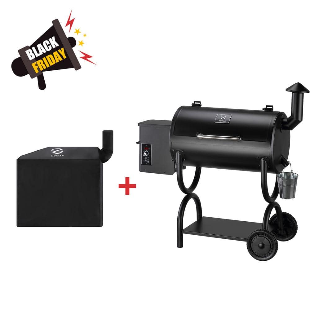 Z GRILLS 560 sq. in. Pellet Grill and Smoker in Black with Cover Included