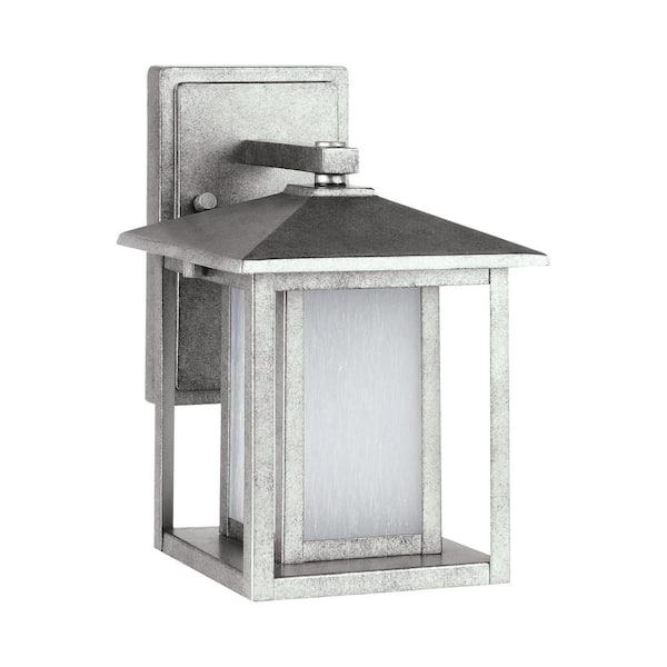 Generation Lighting Hunnington Weathered Pewter Outdoor 11 in. Integrated LED Wall Lantern Sconce