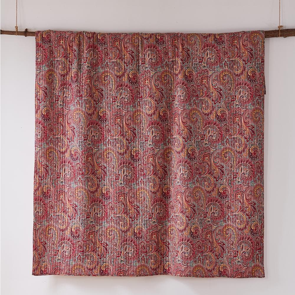 Classic Paisley Red & Burgundy Cotton Full/Queen Quilt Set