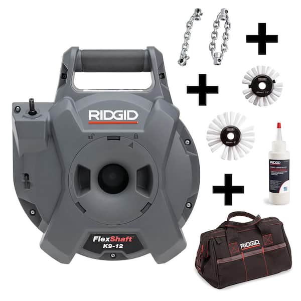 RIDGID K9-12 FlexShaft Wall-to-Wall Drain Cleaner, 1/4 in. x 30 ft. + LubeBag2chain2brush