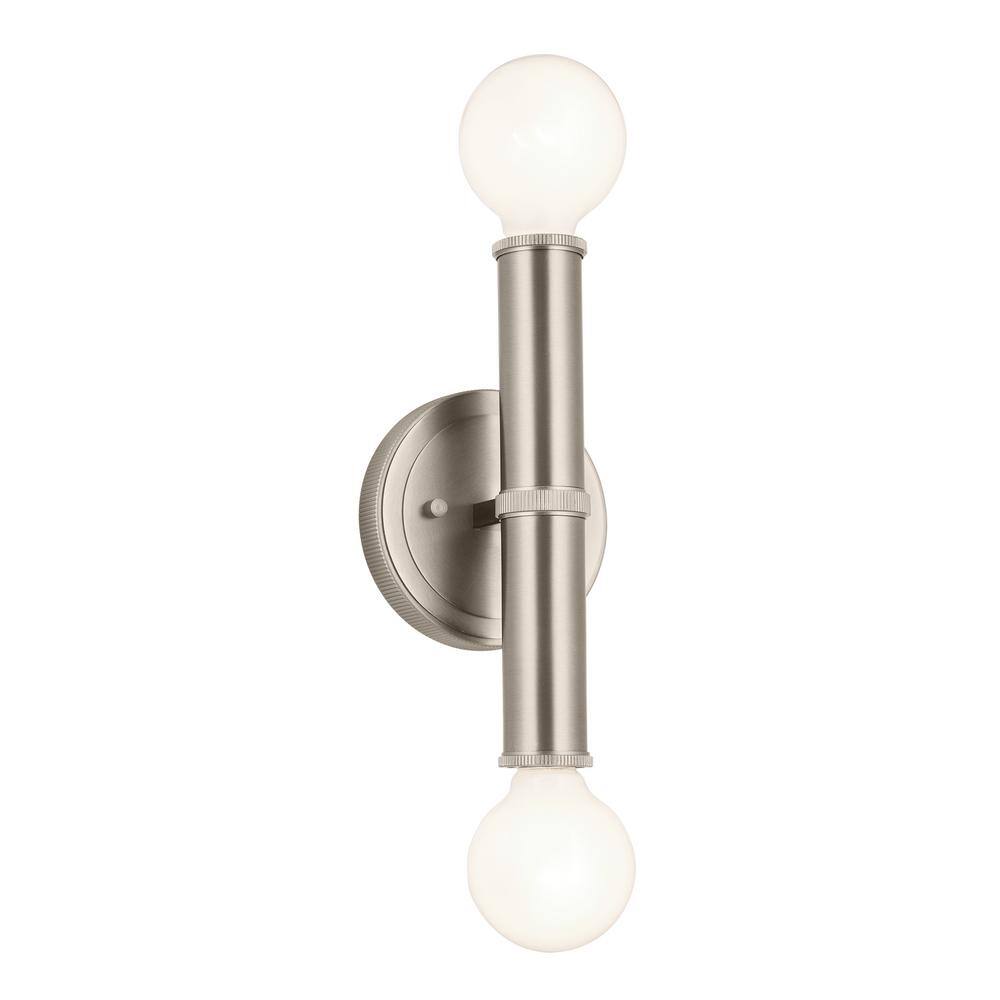KICHLER Torche 9.75 in. 2Light Brushed Nickel Bathroom Wall Sconce