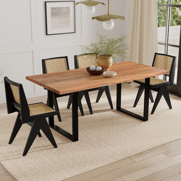 Fieldcrest Modern Industrial Natural Wood 72 in. 4-Legs Rectangle Dining Table Seats-8