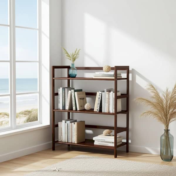 Fairway Avenue Home 34 in. H Brown Wood 3-shelf Etagere Bookcase