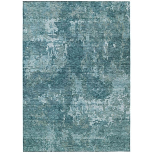 Chantille Machine Washable Indoor/Outdoor Abstract ACN2361 Teal 5 ft. x 7 ft. 6 in. Area Rug