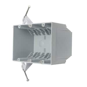 New Work 3-Gang 44 cu. in. Nail-on Electrical Outlet Box and Switch Box with Wiring Clamps, Gray