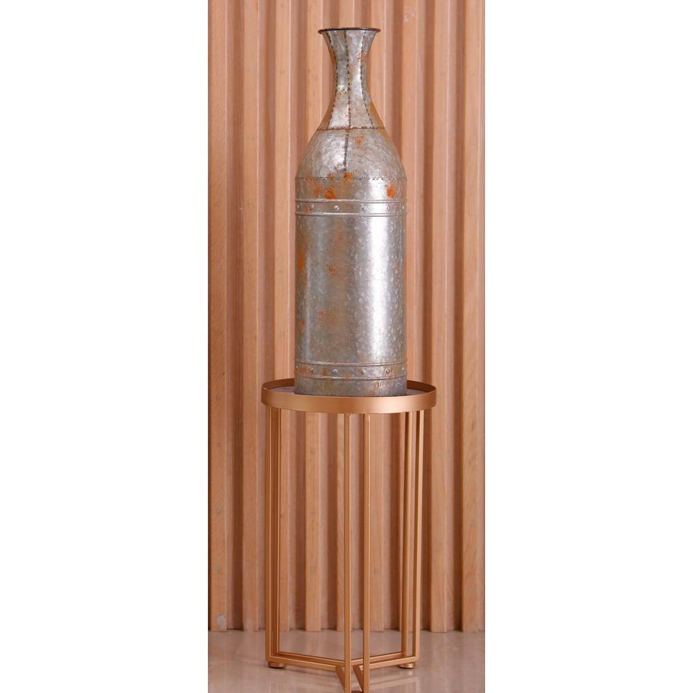 25" Rustic Silver Galvanized Metal Floor Vase
