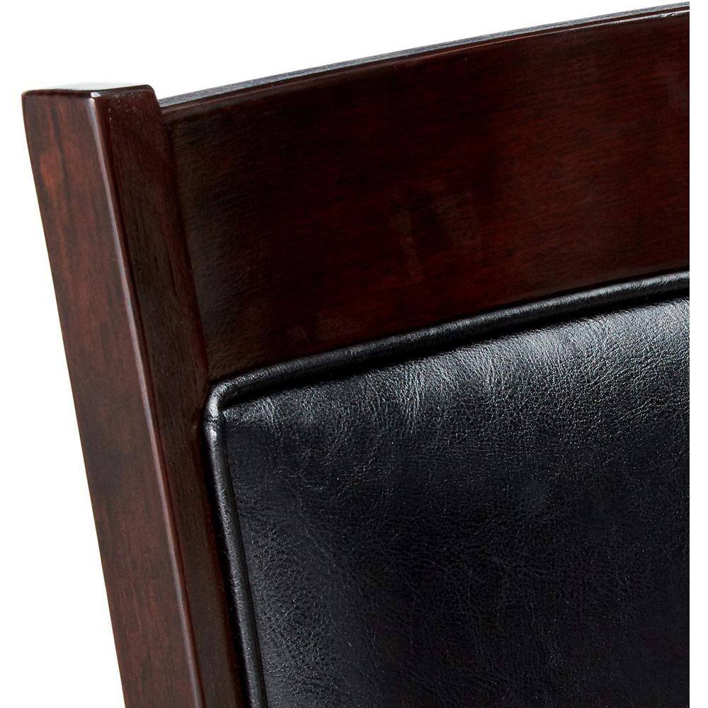 Espresso Brown Leather-Like Vinyl Counter Height Chair Set of 2